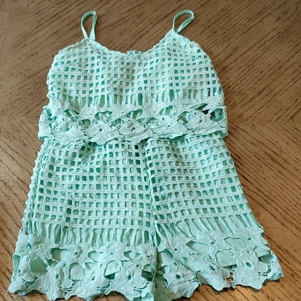 Aqua mint green romper XS
